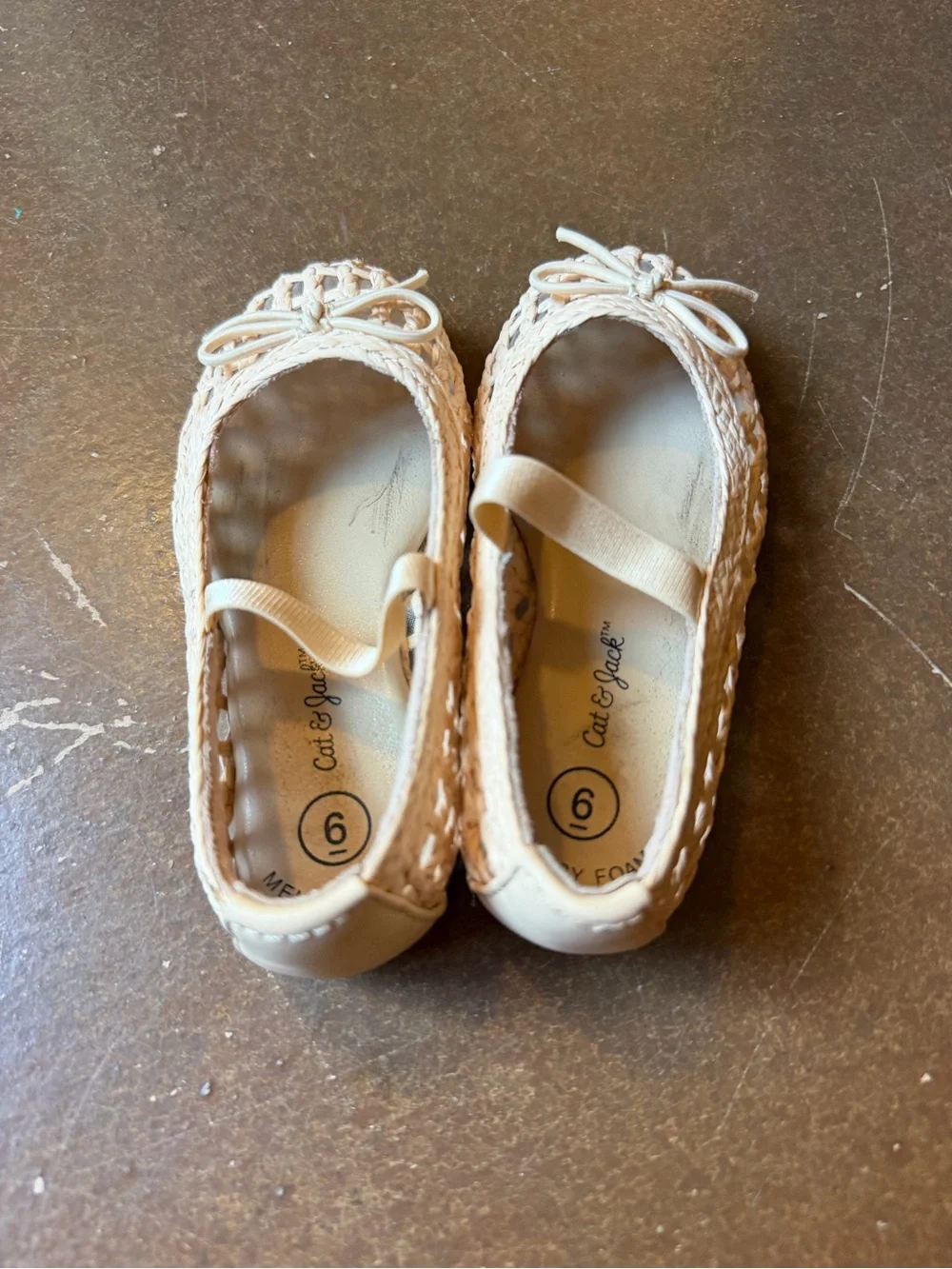Cat & Jack Cream Braided Mary Jane Flats with Bow